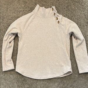 Jcrew Beige Heathered Button-Detail Lightweight sweatshirt sz Small